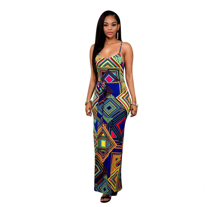 Women Summer Maxi Dress Long Robe Vintage Bodycon Party Dresses Sundress Dashiki Boho Backless Bandage Dress