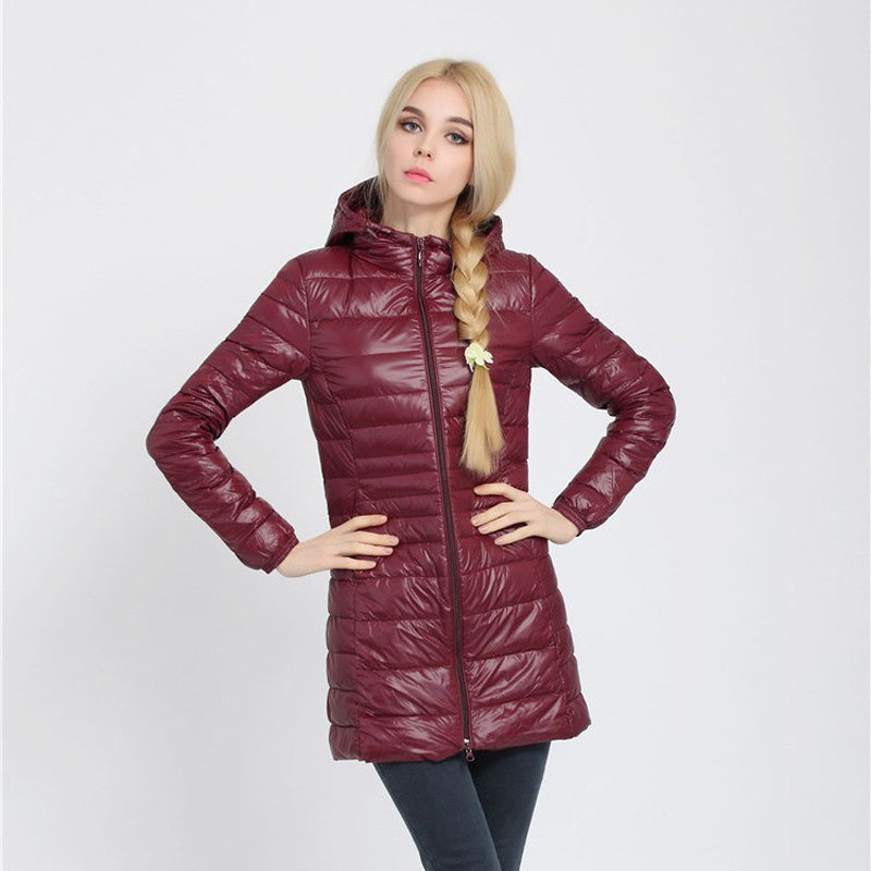 Snowka Female Warm Winter Jacket Women Coat Thin Brand 90% White Duck Down Parka Ultra-light Down Jacket Long Elegant Outwear-Dollar Bargains Online Shopping Australia