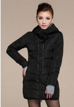 Women's Hooded Cotton-Padded Jacket Winter Medium-Long Cotton Coat Plus Size Down Jacket Female Slim Ladies Jackets Coats Gift-Dollar Bargains Online Shopping Australia