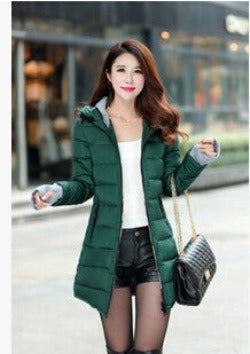 Women's Hooded Cotton-Padded Jacket Winter Medium-Long Cotton Coat Plus Size Down Jacket Female Slim Ladies Jackets Coats Gift-Dollar Bargains Online Shopping Australia