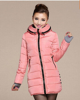 Women's Hooded Cotton-Padded Jacket Winter Medium-Long Cotton Coat Plus Size Down Jacket Female Slim Ladies Jackets Coats Gift-Dollar Bargains Online Shopping Australia