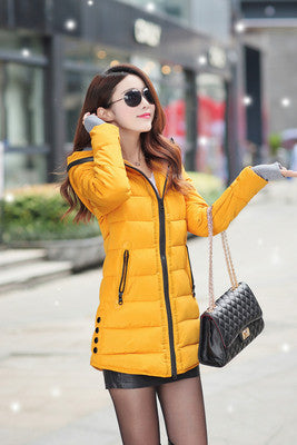 Women's Hooded Cotton-Padded Jacket Winter Medium-Long Cotton Coat Plus Size Down Jacket Female Slim Ladies Jackets Coats Gift-Dollar Bargains Online Shopping Australia