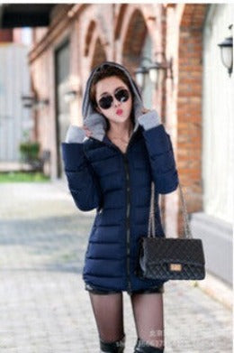 Women's Hooded Cotton-Padded Jacket Winter Medium-Long Cotton Coat Plus Size Down Jacket Female Slim Ladies Jackets Coats Gift-Dollar Bargains Online Shopping Australia