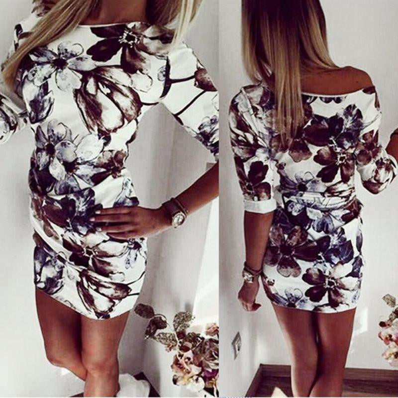 Summer Fashion Casual Women Dress Half Sleeve Asymmetrical neck Dress Sheath Bodycon Dresses