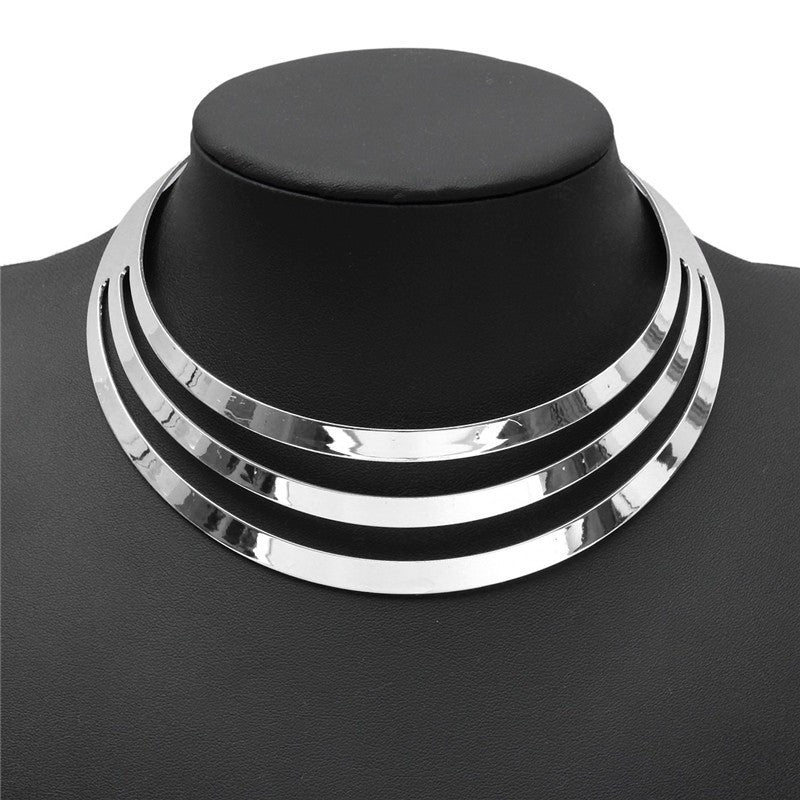 Charm Choker Necklaces Women Gorgeous Metal Multi Layer Statement Bib Collar Necklace Fashion Jewelry Accessories-Dollar Bargains Online Shopping Australia