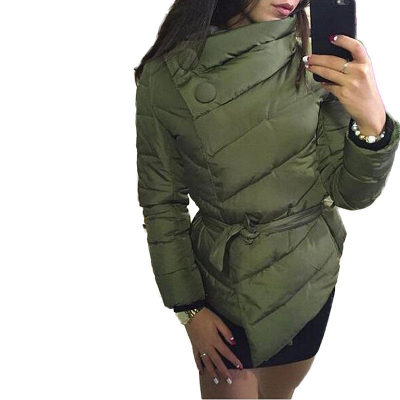 winter jacket women duck down coat 1950s 60s high collar with belt parkas for women winter 3 colors warm outerwear coats-Dollar Bargains Online Shopping Australia