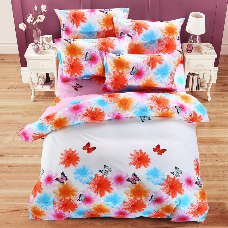 Summer style bedding cotton set twin Full Queen size duvet cover set reactive printed bed linen flat sheet bed sheet no quilt-Dollar Bargains Online Shopping Australia