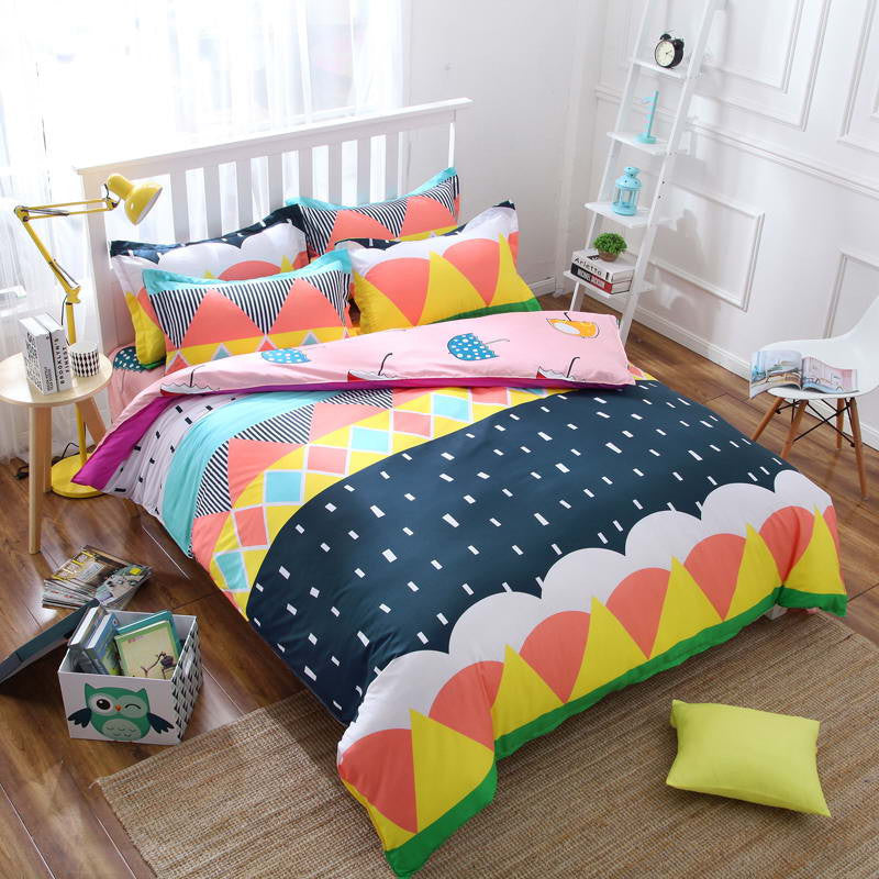 Summer style bedding cotton set twin Full Queen size duvet cover set reactive printed bed linen flat sheet bed sheet no quilt-Dollar Bargains Online Shopping Australia