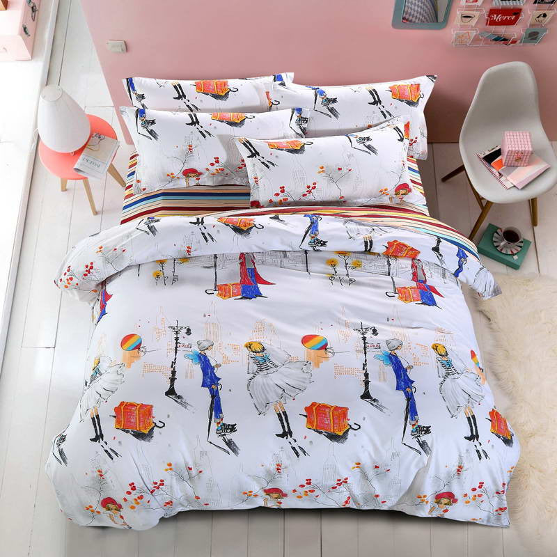 Summer style bedding cotton set twin Full Queen size duvet cover set reactive printed bed linen flat sheet bed sheet no quilt-Dollar Bargains Online Shopping Australia