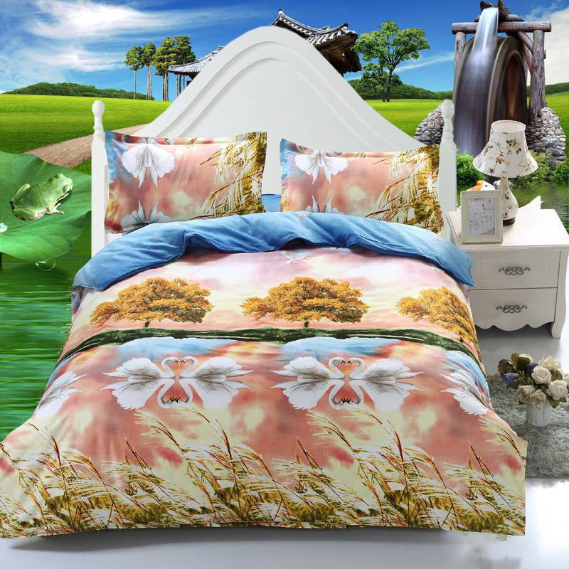 Home textile Reactive Print 3D bedding sets luxury Full/Queen/King Size Bed Quilt/Doona/Duvet Cover Pillowcases Set-Dollar Bargains Online Shopping Australia