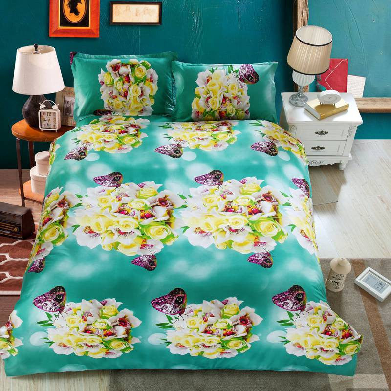 Home textile Reactive Print 3D bedding sets luxury Full/Queen/King Size Bed Quilt/Doona/Duvet Cover Pillowcases Set-Dollar Bargains Online Shopping Australia