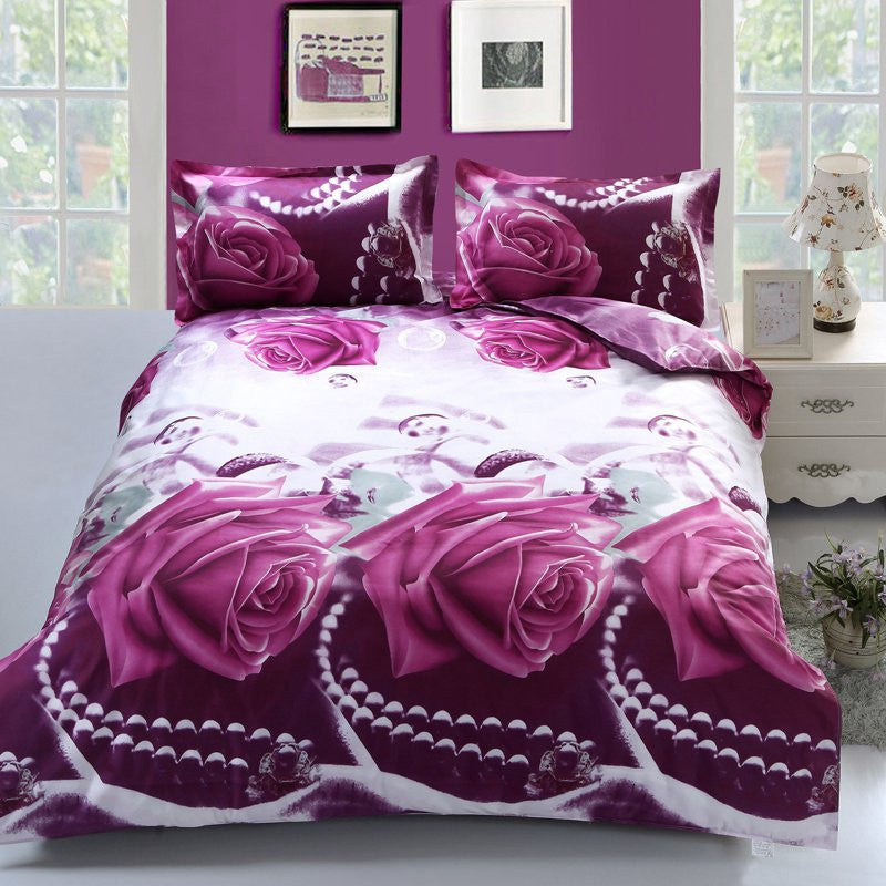 Home textile Reactive Print 3D bedding sets luxury Full/Queen/King Size Bed Quilt/Doona/Duvet Cover Pillowcases Set-Dollar Bargains Online Shopping Australia