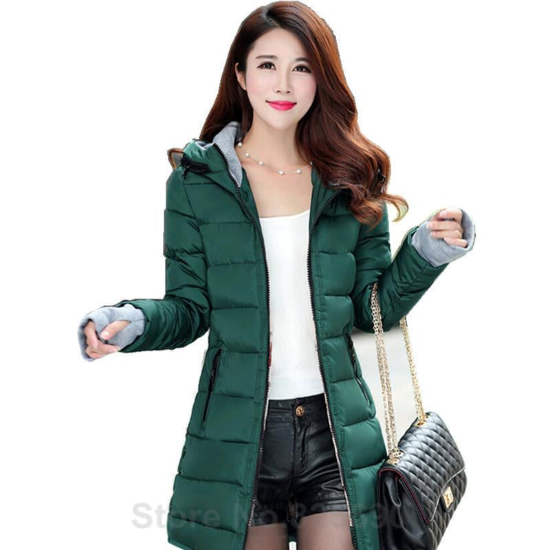 Women's Jacket Women Cotton Down Jackets Jacket Fashion Girls Slim Long Coat Jackets Plus Size