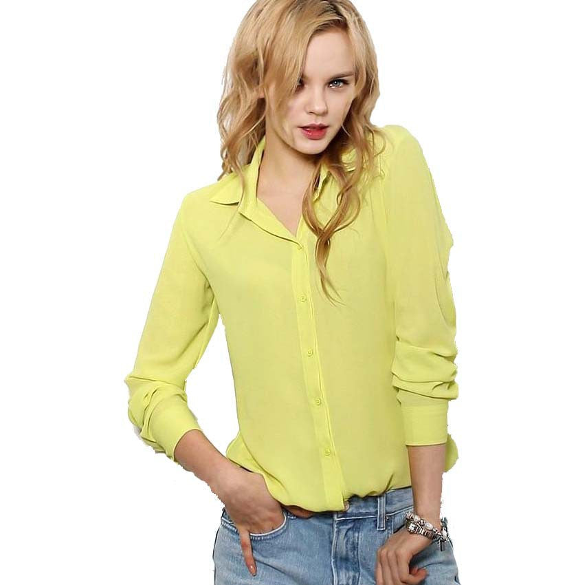 Women Blouses Button 5 Solid Color Long-sleeve Shirt Female Chiffon blouse Women's Slim Clothing blusas feminina TPB08-Dollar Bargains Online Shopping Australia