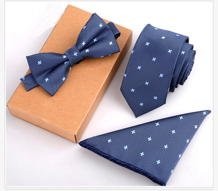 Online discount shop Australia - 3 PCS Slim Tie Set Men Bow Tie and Handkerchief Bowtie Necktie Cravate