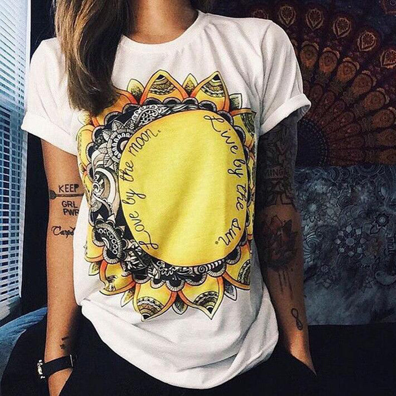 Fashion Women T Shirts Short Sleeve women Printed Letters T-Shirts Female Retro Graffiti Flower Tops Tee Lady T Shirts QA876-Dollar Bargains Online Shopping Australia