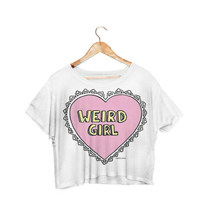 Nutella Print White Crop Tops Summer Short Sleeve T shirts Harajuku Fitness Women Fashion Kawaii T-shirt F1003-Dollar Bargains Online Shopping Australia