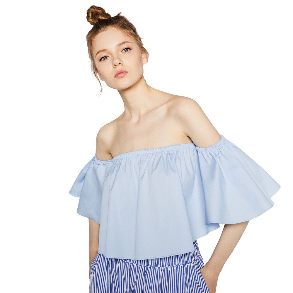 NEW Summer Fashion Trend Women's Smock Top Off Shoulder Brief Ruffles Girl's PETITE Structured Bardot Short Blouse-Dollar Bargains Online Shopping Australia