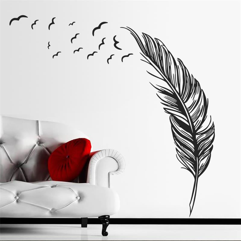 Online discount shop Australia - Flying feather living room wall sticker home decor de home decoration wallpaper wall sticker Living room decor