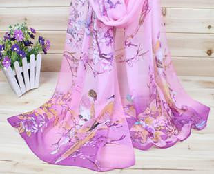 Fashion Soft Thin Chiffon Silk Scarf Women Animal Bird printed Scarves-Dollar Bargains Online Shopping Australia