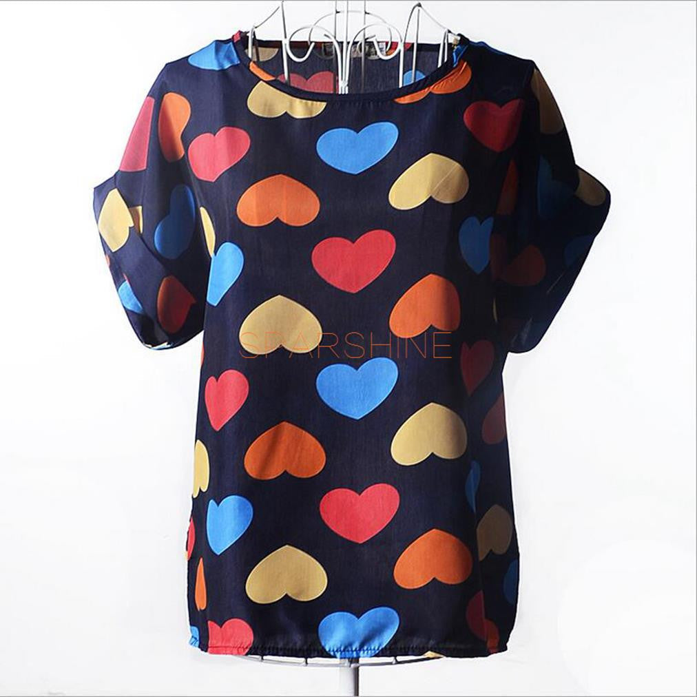 Women Blouses Chiffon Shirt Women Plus Size Short Sleeve Women Tops-Dollar Bargains Online Shopping Australia