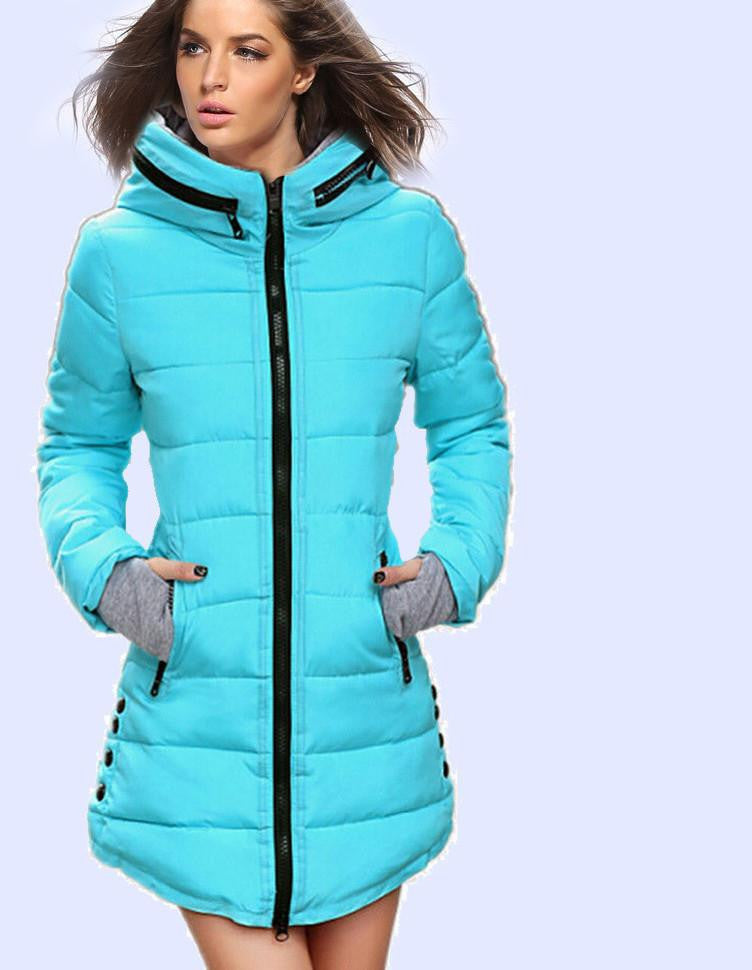 War Jackets Women Fashion Down Cotton Casual Hooded Long Coat Thickening Plus Size Parka Zipper Cotton Slim