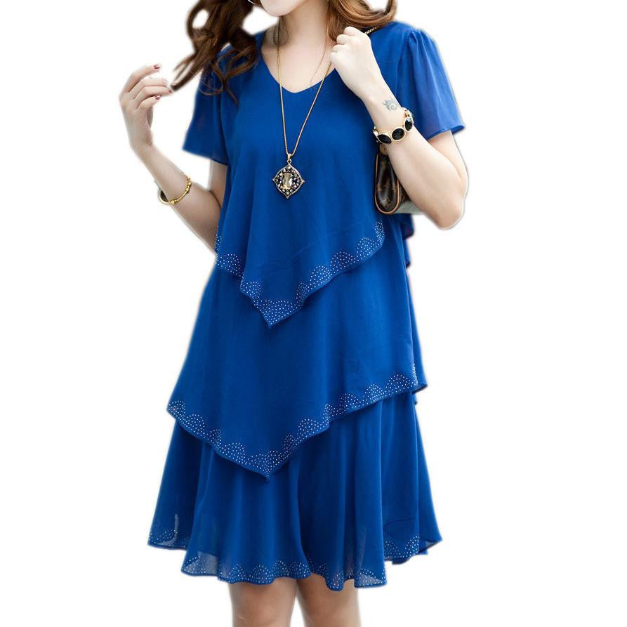 Dress Women Party Dresses 5xl Plus Size Women Clothing Vestidos Black Blue Summer Dress Chiffon