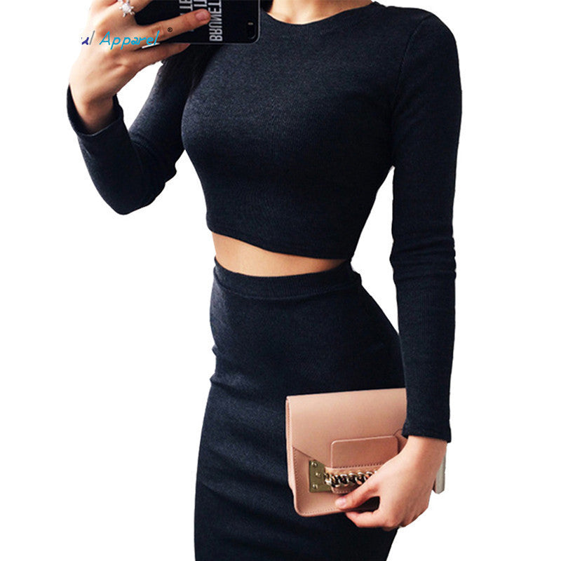 Online discount shop Australia - Colorful Apparel New Autumn Winter 2 Piece Set Women Long sleeve party dresses Sexy bandage dress women dress CA70A