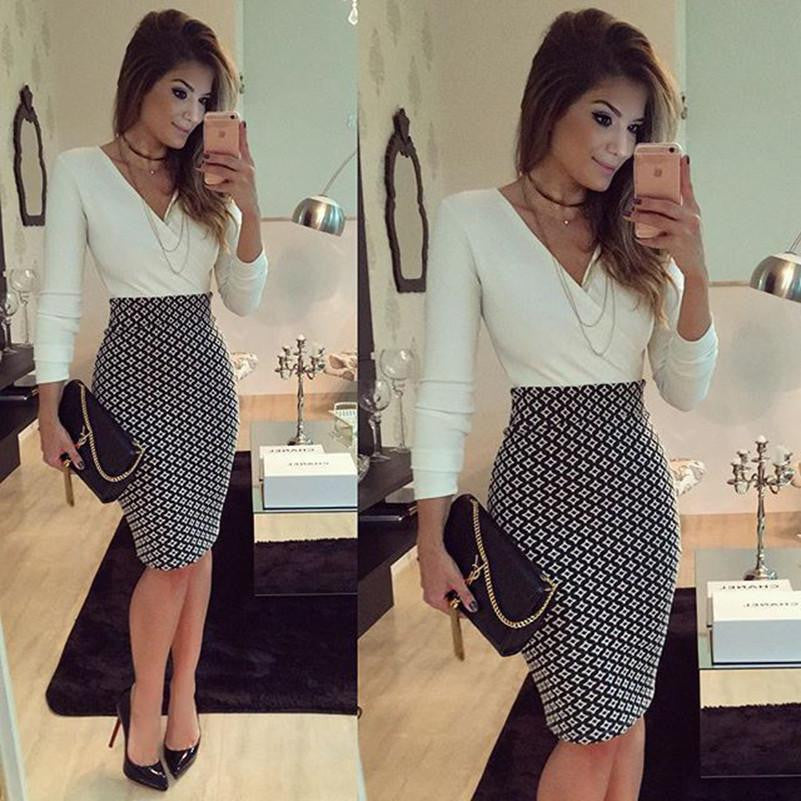 summer women dress vestidos v neck white long sleeve bodycon party sexy club office shirt evening midi t shirt dresses