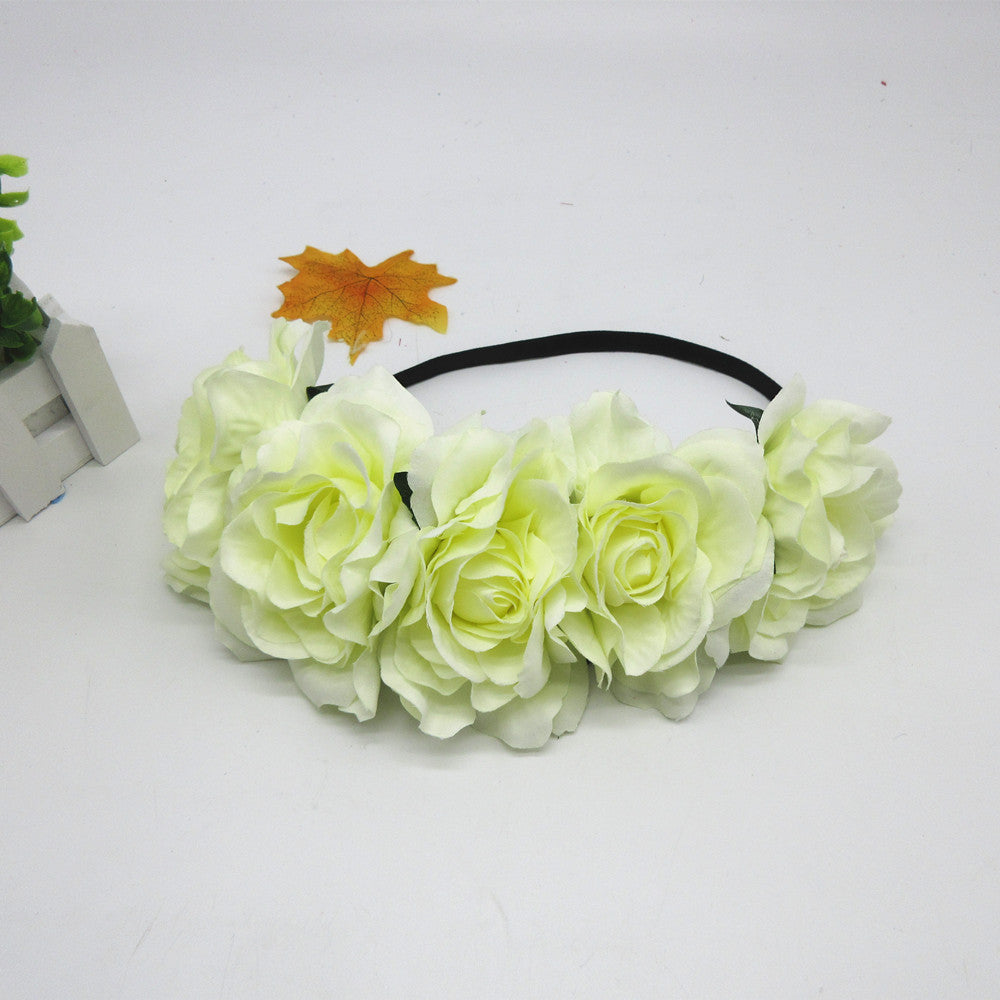 Bride women Rose Flower crown Hairband Wedding Flower Garland Headband Festival flower wreath Elastic Headdress Hair Accessories-Dollar Bargains Online Shopping Australia