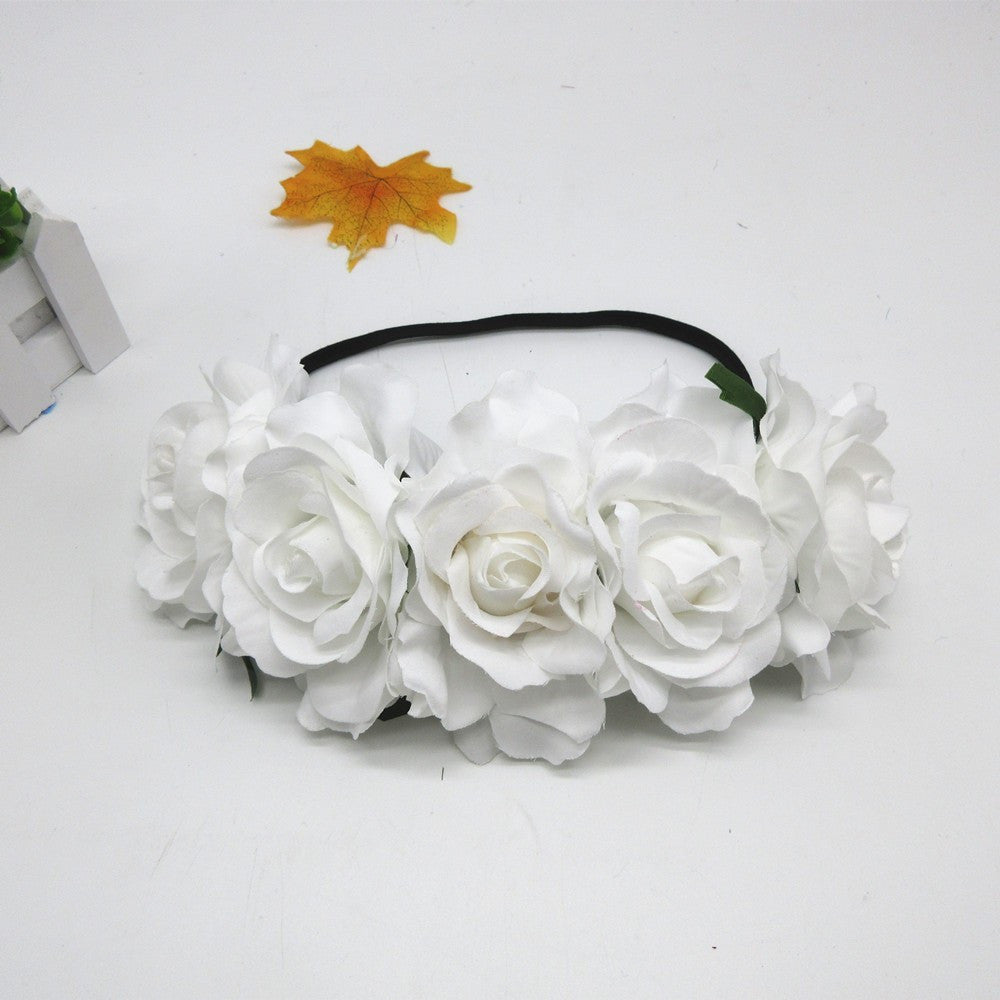 Bride women Rose Flower crown Hairband Wedding Flower Garland Headband Festival flower wreath Elastic Headdress Hair Accessories-Dollar Bargains Online Shopping Australia