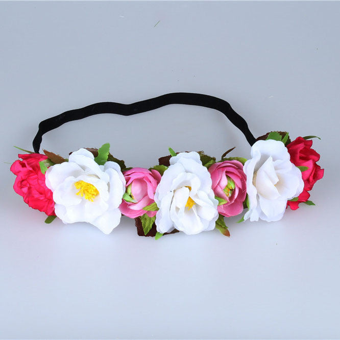 Bride women Rose Flower crown Hairband Wedding Flower Garland Headband Festival flower wreath Elastic Headdress Hair Accessories-Dollar Bargains Online Shopping Australia