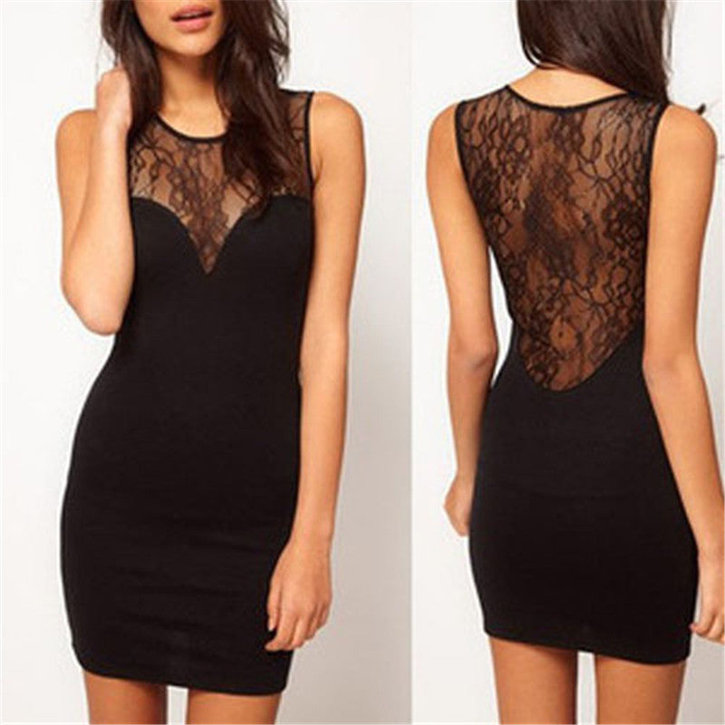 Online discount shop Australia - Casual Dresses Women See-through Sleeveless Sexy Fashion Girl Black Lace Wrap Dress