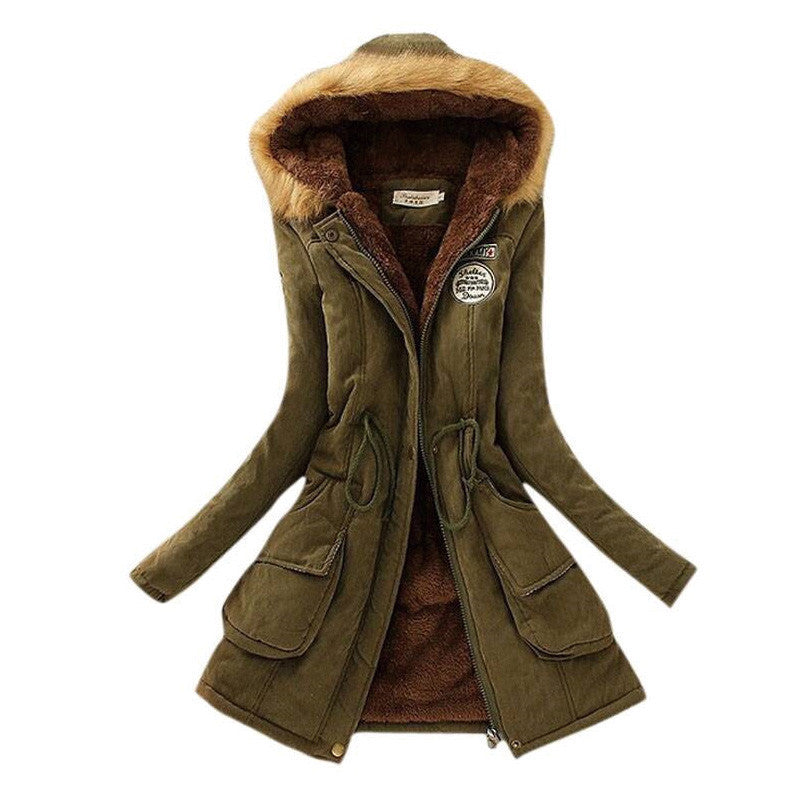 Thickening Warm Fur Collar Winter Coat Women Clothes Lamb Wool Jacket Hooded Parka Army Green Overcoat Top198-Dollar Bargains Online Shopping Australia