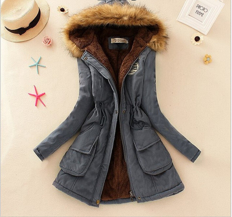 Thickening Warm Fur Collar Winter Coat Women Clothes Lamb Wool Jacket Hooded Parka Army Green Overcoat Top198-Dollar Bargains Online Shopping Australia