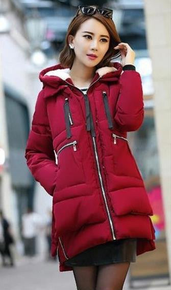 Winter Women Wadded Jacket Red Female Outerwear Plus Size 5XL Thickening Casual Down Cotton Wadded Coat Women Parkas-Dollar Bargains Online Shopping Australia