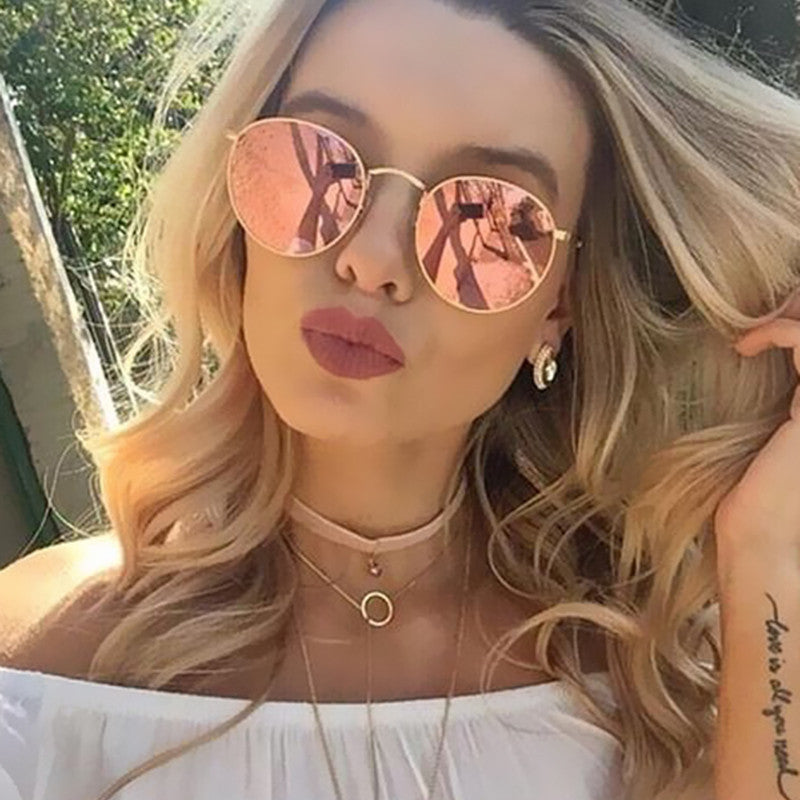 Classic Vintage Round Mirror Brand Designer Sunglasses Metal Lady Circle Retro UV400 Women Or Men Sun Glasses Rays Victory-Dollar Bargains Online Shopping Australia