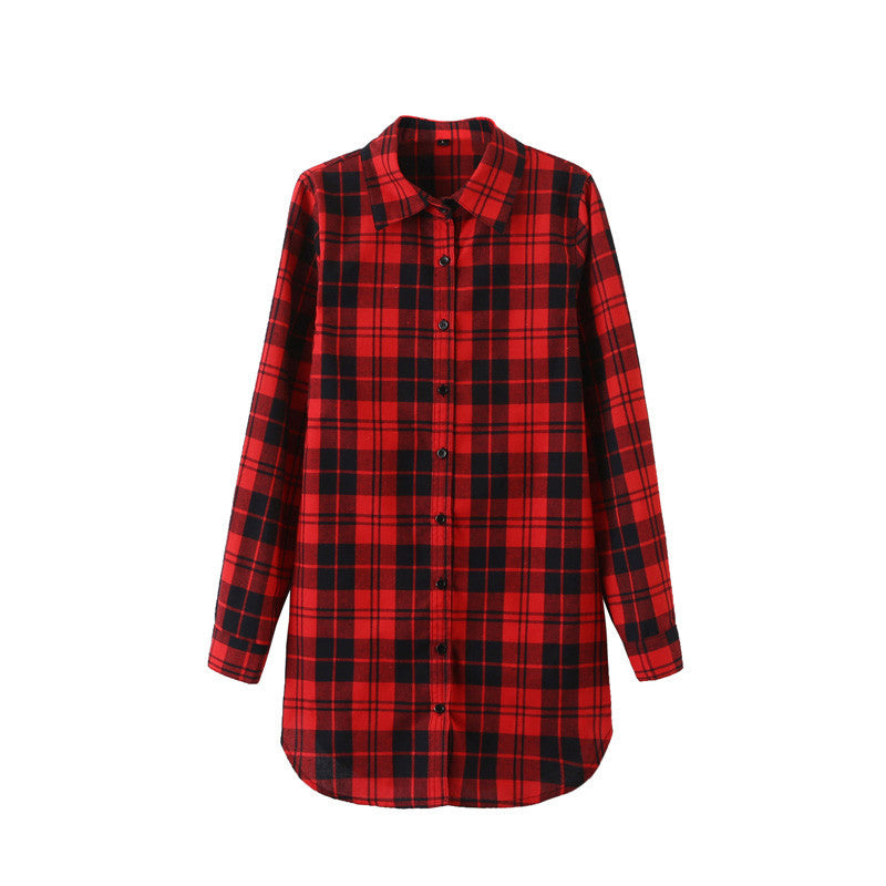 Sexy Autumn Fashion Women Blouses Casual Plaid Cotton Blousas Female Long Shirt Long Sleeve Plus Size Women Clothing BE66-Dollar Bargains Online Shopping Australia