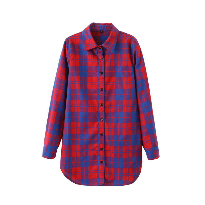 Sexy Autumn Fashion Women Blouses Casual Plaid Cotton Blousas Female Long Shirt Long Sleeve Plus Size Women Clothing BE66-Dollar Bargains Online Shopping Australia