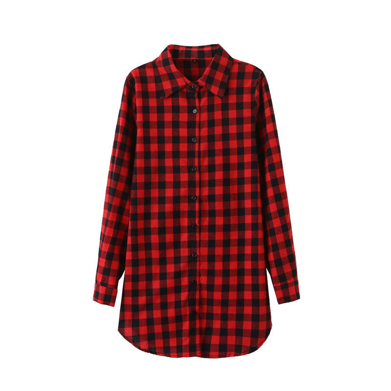 Sexy Autumn Fashion Women Blouses Casual Plaid Cotton Blousas Female Long Shirt Long Sleeve Plus Size Women Clothing BE66-Dollar Bargains Online Shopping Australia