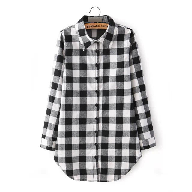 Sexy Autumn Fashion Women Blouses Casual Plaid Cotton Blousas Female Long Shirt Long Sleeve Plus Size Women Clothing BE66-Dollar Bargains Online Shopping Australia