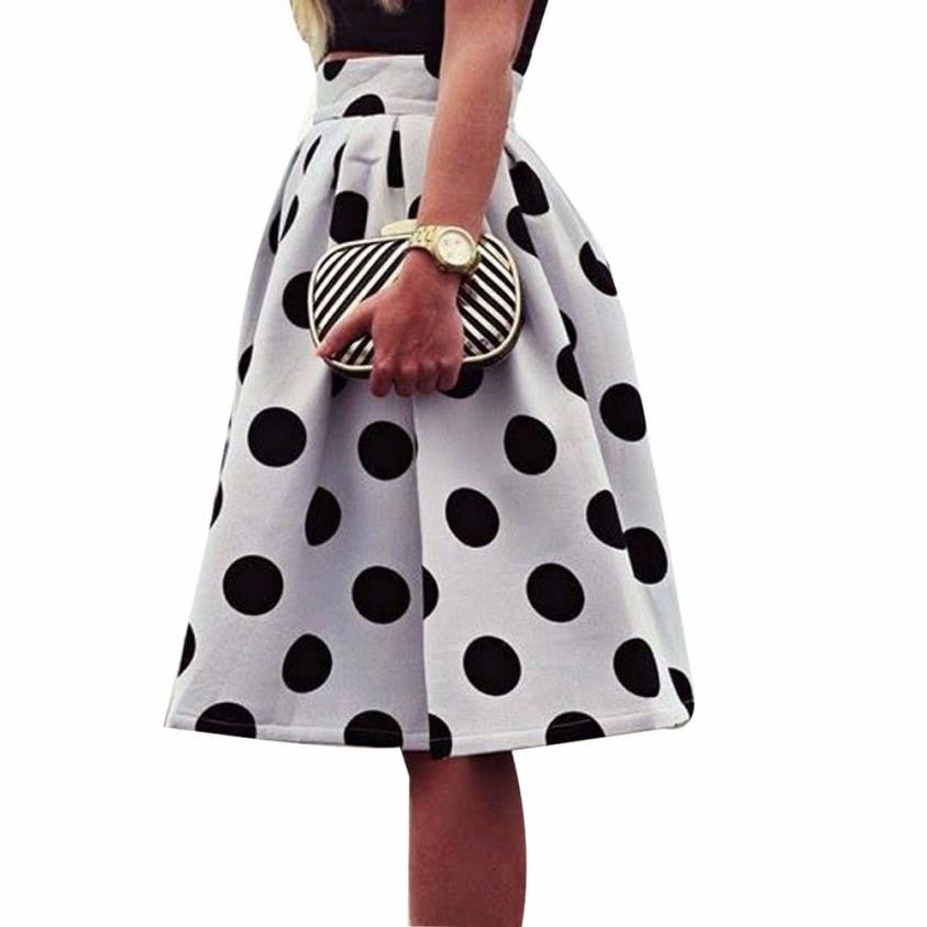 Online discount shop Australia - Jimshop European Style Fashion Women White Bodycon Polka Black Dot Umbrella Midi Skirt Retro Puff Skirts