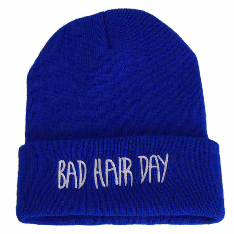 Beanie Bad Hair Day Beanie Cap Women Cotton Blend Letter Printed Knitted Winter beanies Hiphop Hats Caps RD671503-Dollar Bargains Online Shopping Australia