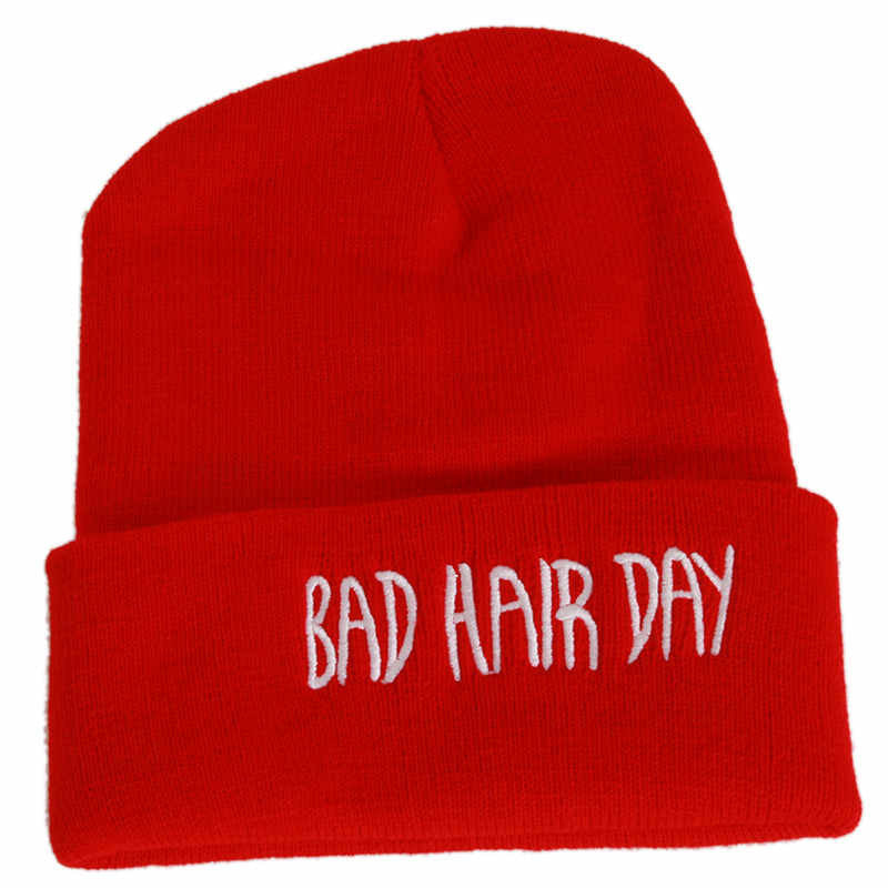 Beanie Bad Hair Day Beanie Cap Women Cotton Blend Letter Printed Knitted Winter beanies Hiphop Hats Caps RD671503-Dollar Bargains Online Shopping Australia