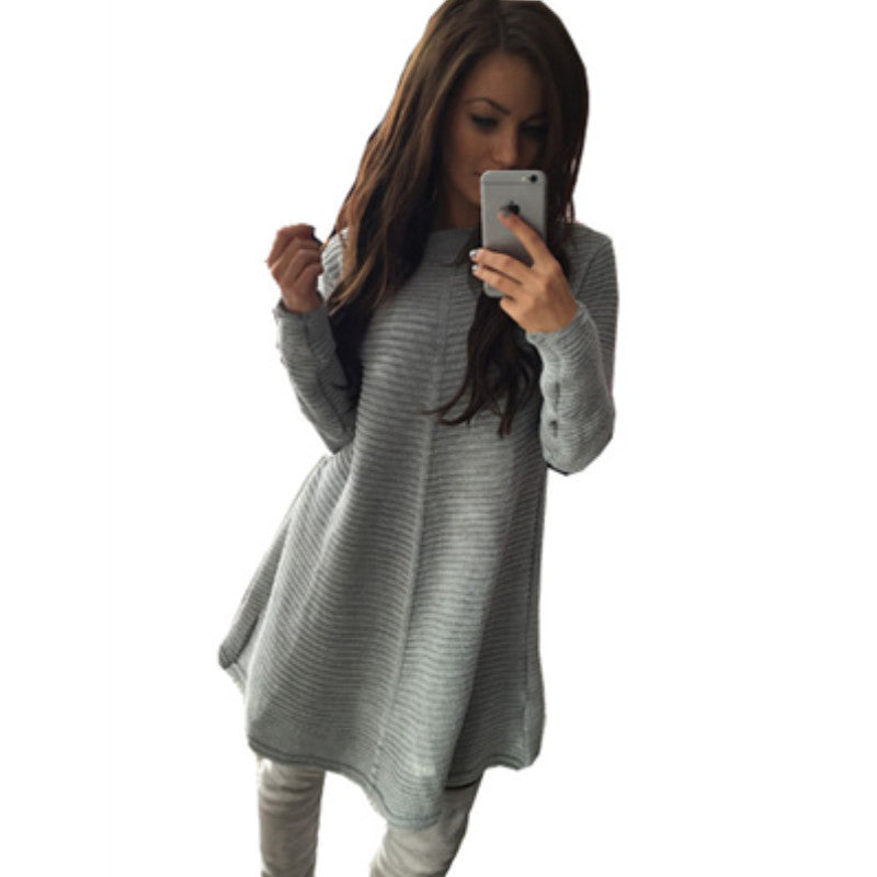 O-Neck winter dress fashion Long sleeve knitting Sweater fabric women dress