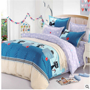 Home Textiles cotton Polyester Black&white Plaid 4pcs bedding sets bed linen bed sheet + duvet cover +Pillowcase,-Dollar Bargains Online Shopping Australia