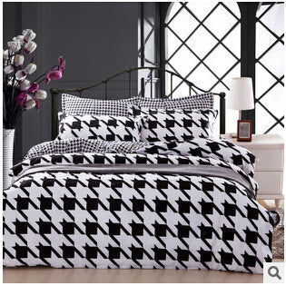 Home Textiles cotton Polyester Black&white Plaid 4pcs bedding sets bed linen bed sheet + duvet cover +Pillowcase,-Dollar Bargains Online Shopping Australia