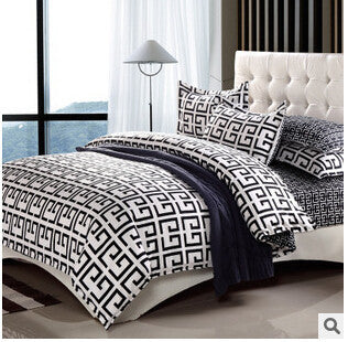 Home Textiles cotton Polyester Black&white Plaid 4pcs bedding sets bed linen bed sheet + duvet cover +Pillowcase,-Dollar Bargains Online Shopping Australia