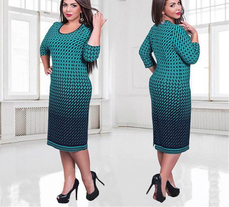 Online discount shop Australia - Elegant Autumn Winter women dress big sizes Women loose long dresses plus size dress Three Quarter casual dress L-6XL vestidos