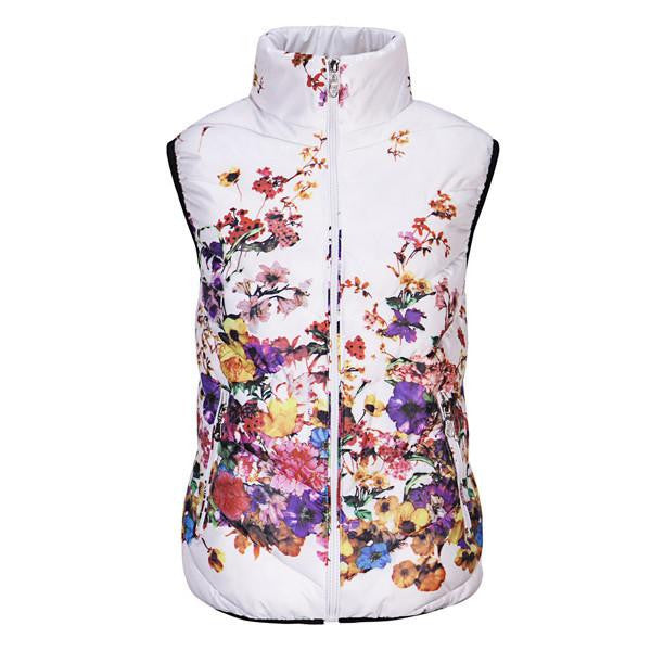 Vest Women Cotton Down O-Neck Printed Flowers Women Jacket Vest Coat Plus size 5XL Female Casual Outwear